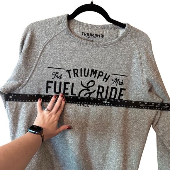 Triumph Motorcycles- Men’s Grey Crew Neck DERMONT Logo Sweatshirt Size Large - Picture 10 of 14